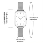 Hannah Martin Women Watch 34mm Simple Design Square Dial Lightweight Japanese Quartz Movement Rose Gold Stainless Steel Mesh Strap Classic Watch US Local Fast Shipping Surprise Gift Watch