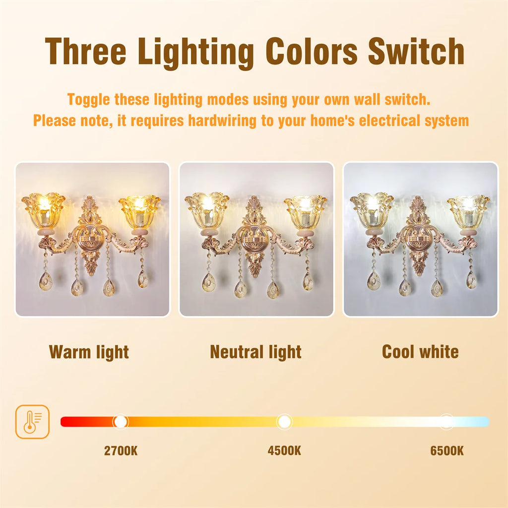 Luxury Gold Crystal Glass Wall Sconce with Flower Lampshade for Entrance Bedroom Hallway Decorative Lighting