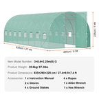 SucceBuy Walk-in Tunnel Greenhouse Hoop House Greenhouse Tunnel Plant House with Galvanized Steel Frame Swing Door for Outdoor