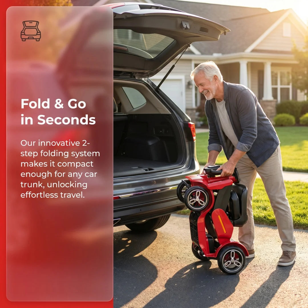 SPD-2 Foldable Mobility Scooter 500W Motor 36V 21Ah Lithium Battery 35 Miles Max Range Smart Safety System for Daily Use