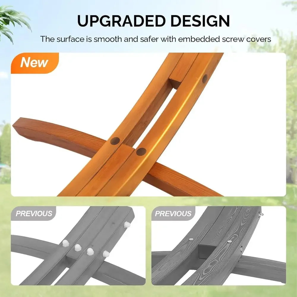Natural Wooden Hammock Stand Set for Outdoor Yard or Garden (14 ft)