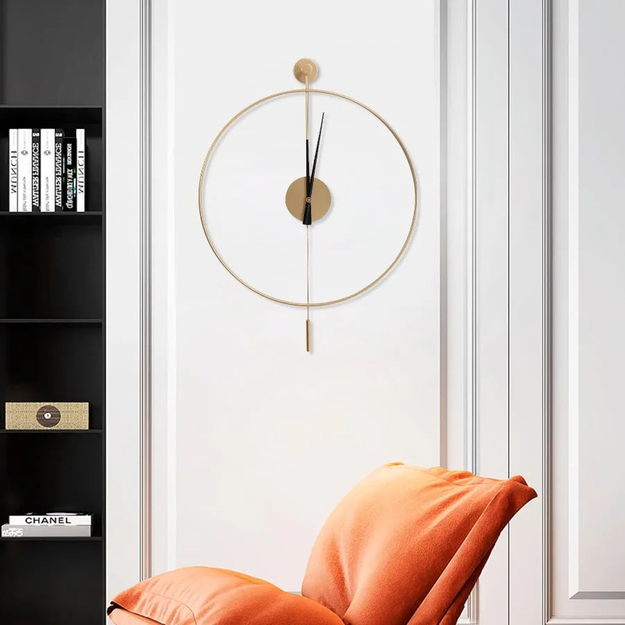 20in Wall Mounted Modern Non-Ticking Silent Metal Wall Clocks Battery Powered Round Classical Large Decorative Wall Clock