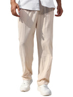 Men's Casual Cotton Linen Pants Loose Straight Breathable Summer Trousers Comfortable Linen Clothing