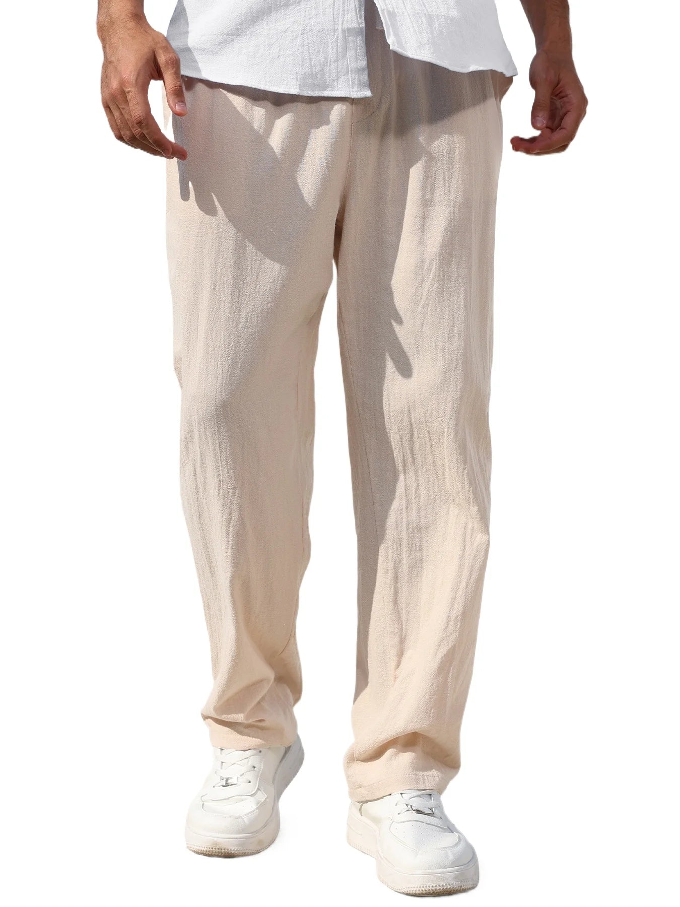 Men's Casual Cotton Linen Pants Loose Straight Breathable Summer Trousers Comfortable Linen Clothing