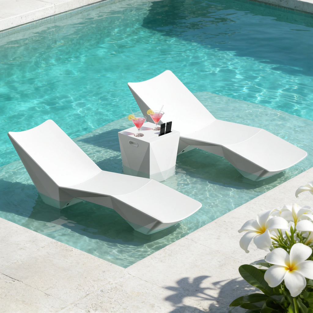2-Piece Outdoor Furniture Set,S-Shaped Lounge Chair with Side Table, Garden Furniture for Patio, Poolside and Beach