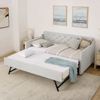 Twin Upholstered Daybed with Pop-Up Trundle and USB Charging