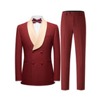 Men's Double Breasted Suit 2-Piece Set, Shawl Collar Waffle Texture Blazer Jacket & Pants, Formal Wedding Prom Business Wear