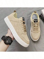 Solid Color Lace Up Thick Sole Skate Shoes Comfortable Non Slip Versatile Casual Walking Sneakers For Men Daily Outdoor All