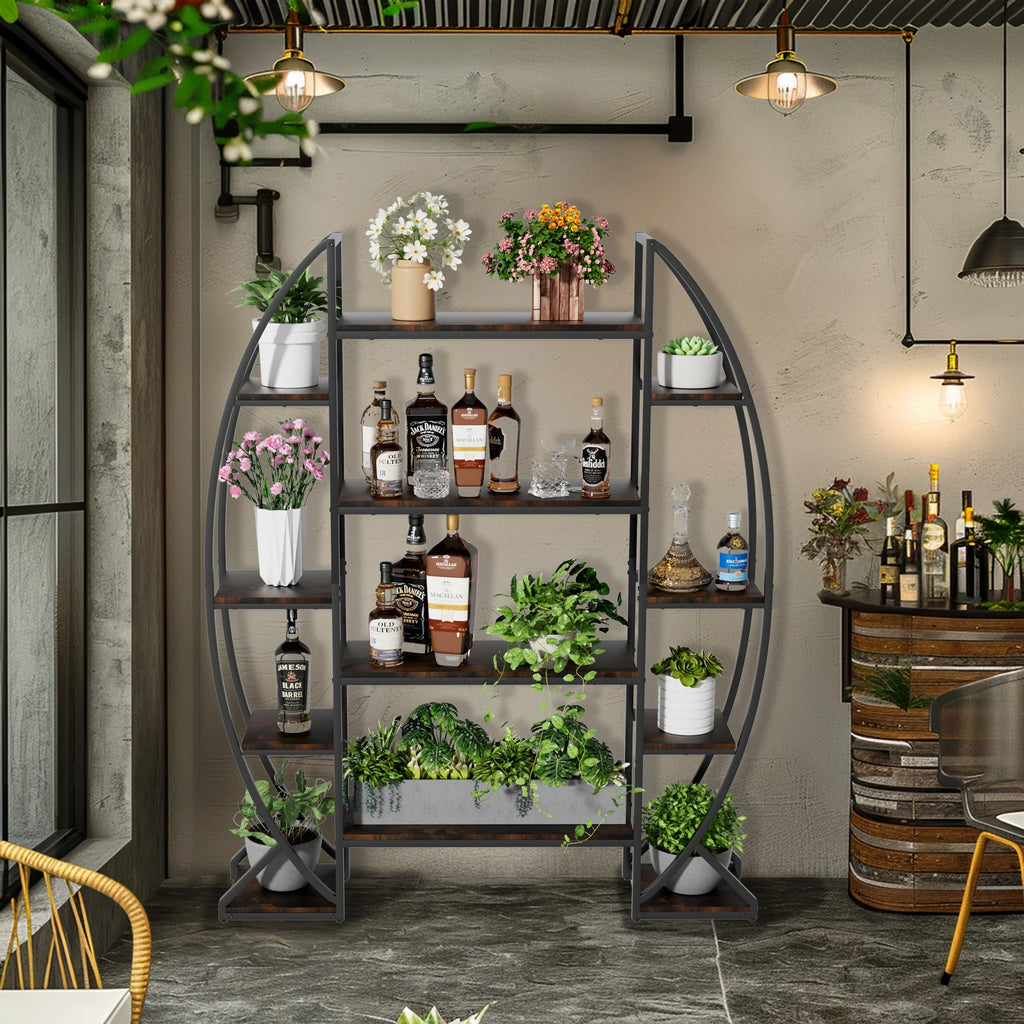 Metal Plant Stand Industrial Bookshelf Multilayer Ladder Garden Flower Pot Rack