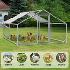 Large Metal Chicken Coop Upgrade with Tri - Supporting Structure and Hexagonal Wire Mesh, Chicken Pen with Waterproof and Anti - UV Cover, Walk - in Chicken Coop, Outdoor Duck and Rabbit House (13’ L x 10’ W x 6.5’ H)