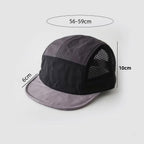 Retro Color-Blocked Breathable Quick-Dry Flat-Brimmed Hat with Adjustable Mesh Fabric, Suitable for Both Men and Women, Ideal for Outdoor Activities Like Hiking, Running, Camping, and Daily Commuting