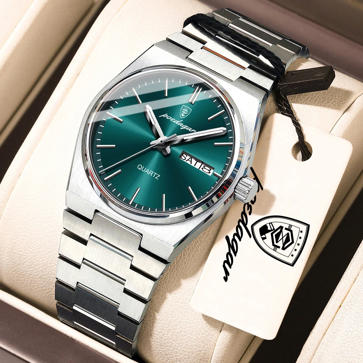 POEDAGAR Top Fashion Women Watch Waterproof Luminous Date Week Luxury Ladies Clock Quartz Stainless Steel Casual Woman's Watches