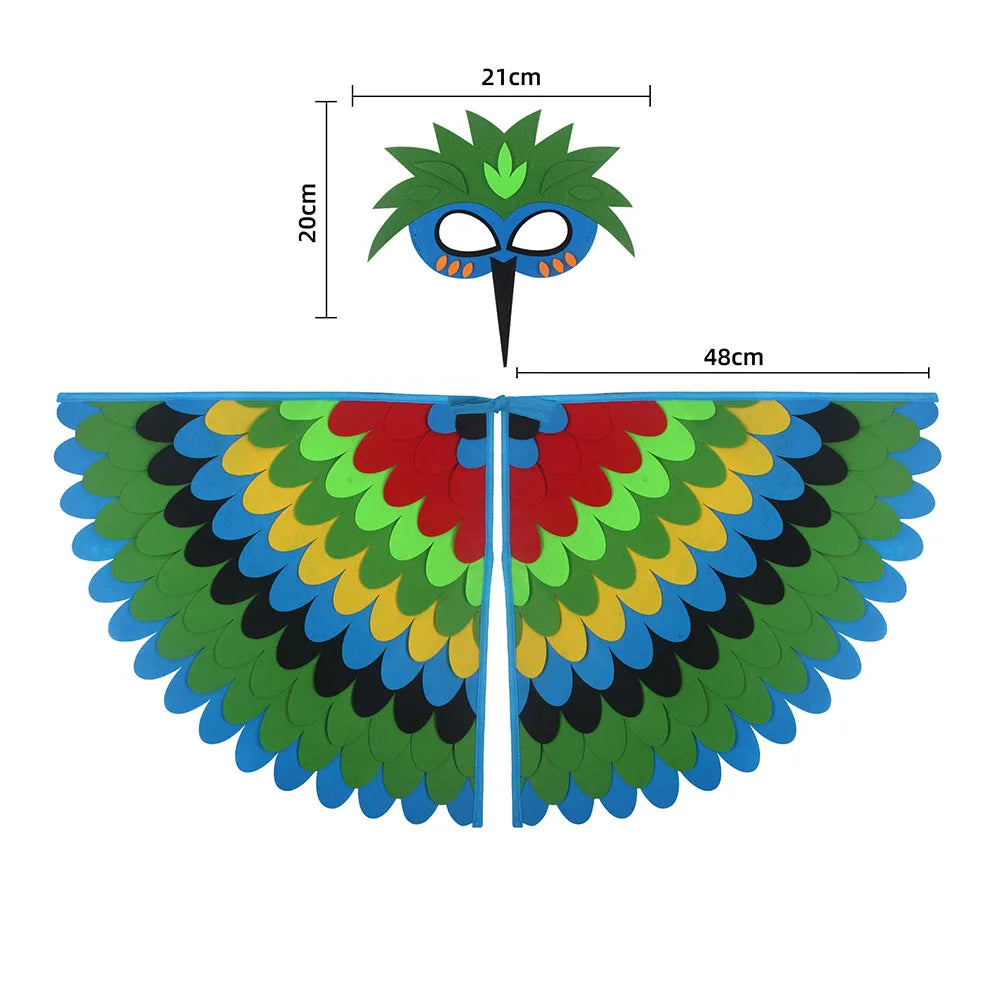Cute Owl Wings Costume Animal Peacock Pattern Felt Cloak With Matching Mask Performance Props Halloween Carnival Cosplay Cape halloween costumes for women my hero academia superman costume adults haikyuu cosplay