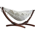 Durable Double Cotton Hammock with Pine Arc Stand - 450 lb Capacity, Complete with Hardware and Guide