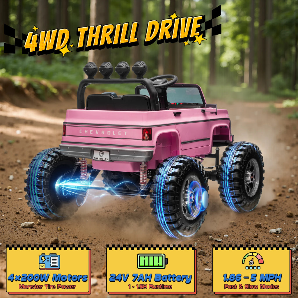 Licensed Chevrolet Cheyenne 24V Ride on Car 4X200W Motor Remote Control Decoration Streamer 24 Volt Ride on Toys for Kids