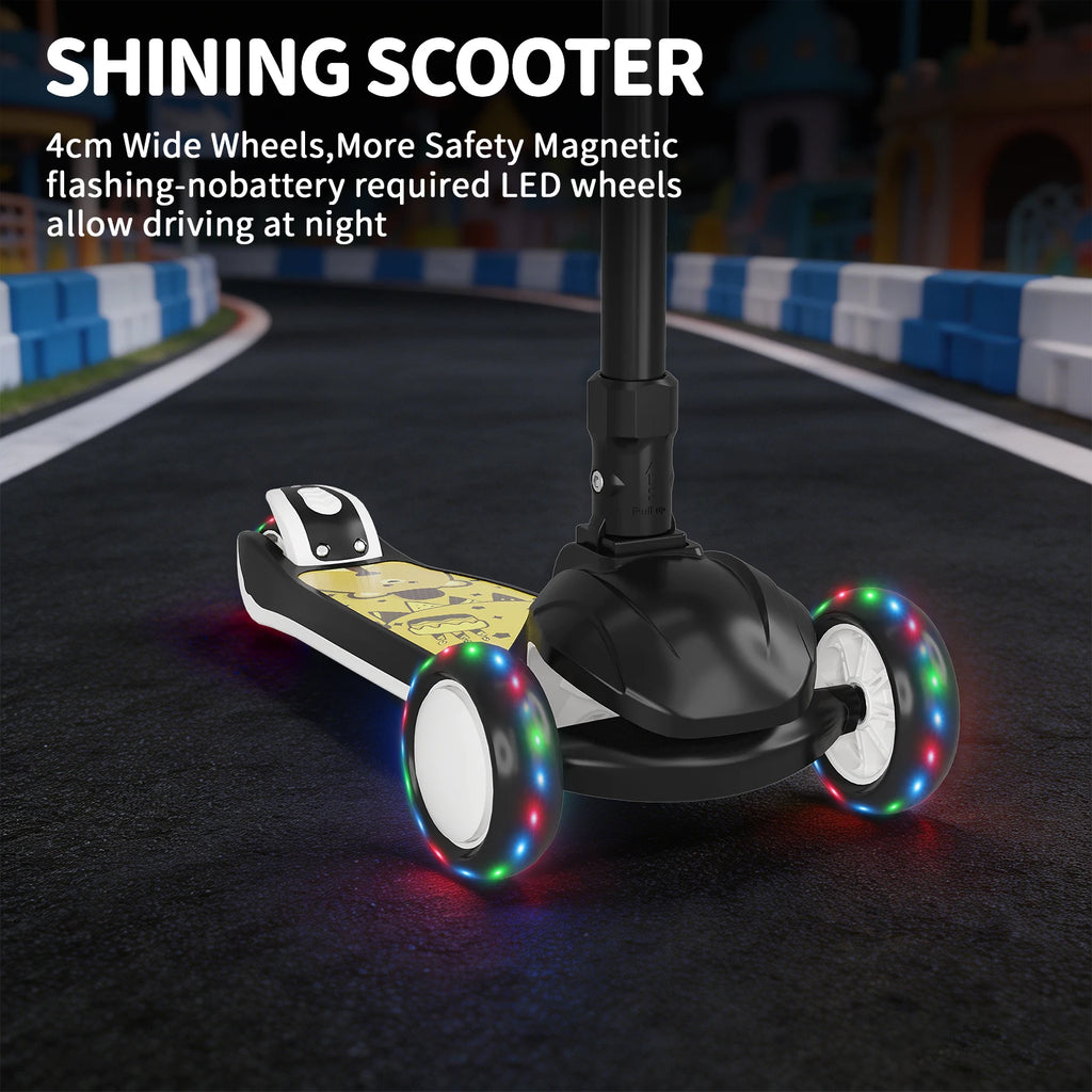 SIMATE 3-Wheel Kids Kick Scooter Ages 3-12, LED Light Wheels, 3 Adjustable Heights, Wide Anti-Slip Deck, Max Load 110 Lbs