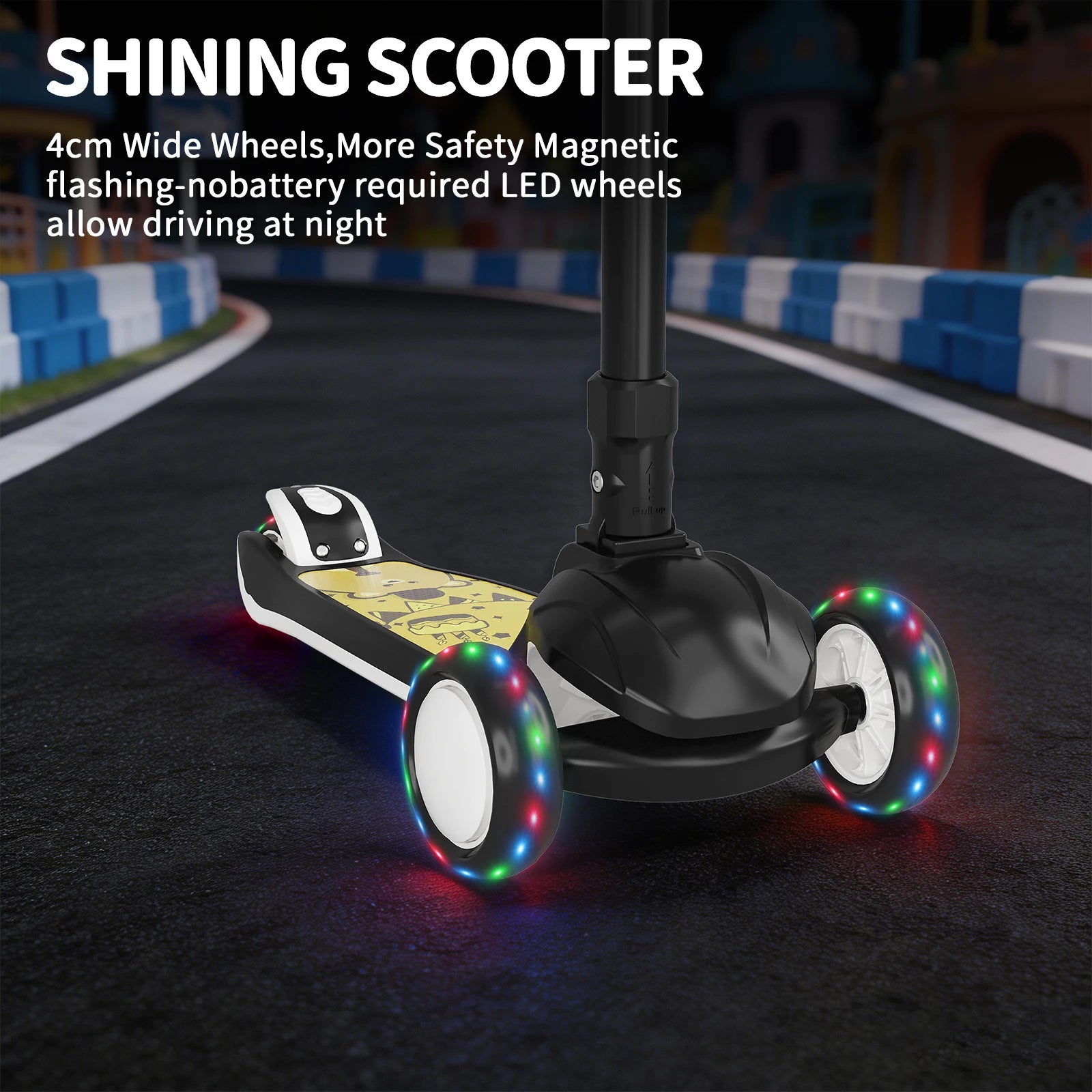 SIMATE 3-Wheel Kids Kick Scooter Ages 3-12, LED Light Wheels, 3 Adjustable Heights, Wide Anti-Slip Deck, Max Load 110 Lbs