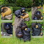 Bear Outdoor Water Fountain with LED Lights Cascading Fountains Outdoor for Patio Yard Balcony 23.62'' Garden Fountains Outdoor and Outdoor Water Fountain Decor   WL RR