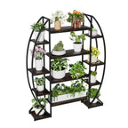 Half-Moon Shape Plant Stand Bookshelf, Multiiter Ladder, Garden Flower Rack for Home Patio Garden , Industrial Style