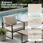 Modern 4-Piece Patio Furniture Set Outdoor Conversation Sectional Sofa With Coffee Table Thick Washable Cushions For Lawn Deck