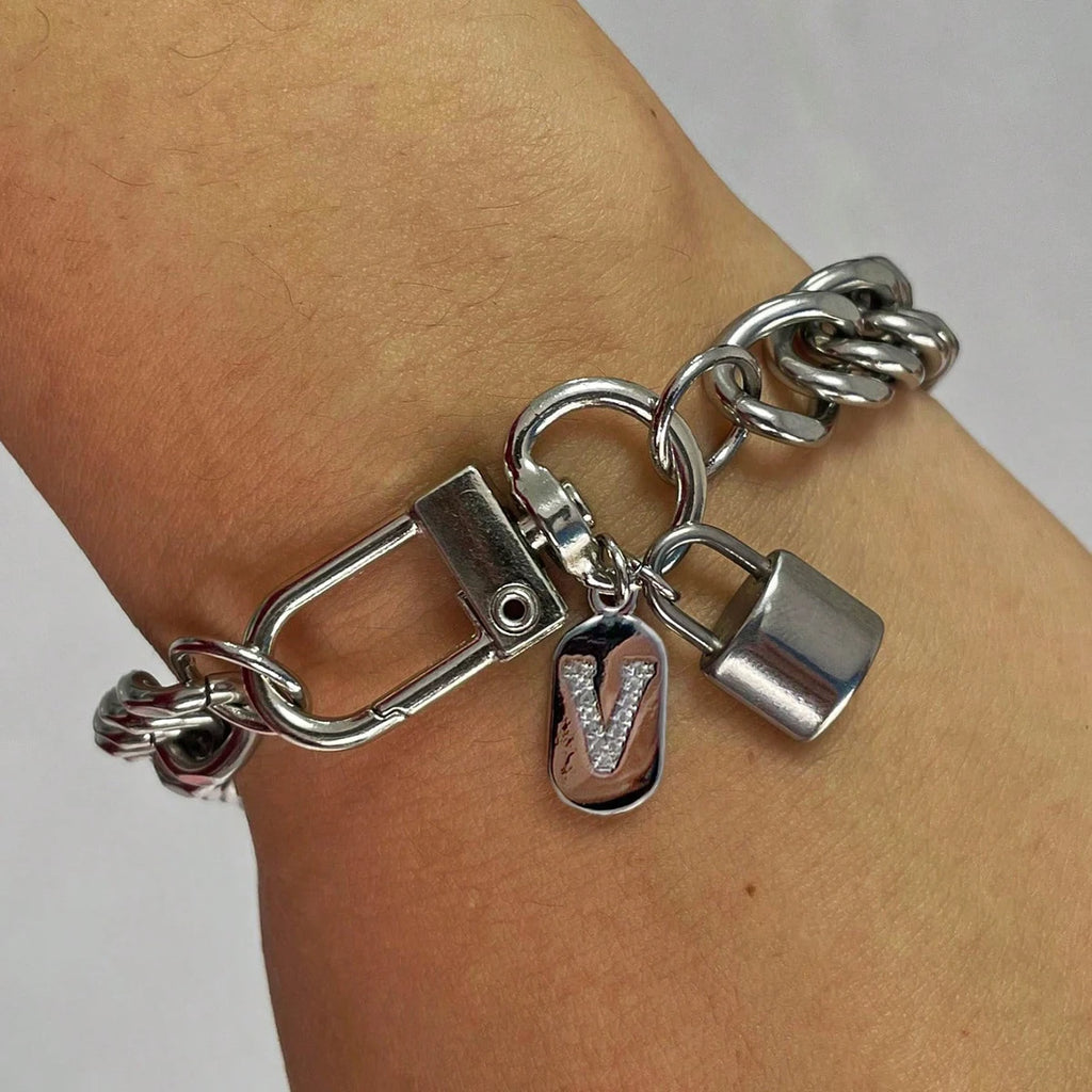 1 Pc Silver Oval Bracelet With A-Z26 Letter Necklace, Unique And Exquisite Style, Suitable For Festivals And Daily Wear