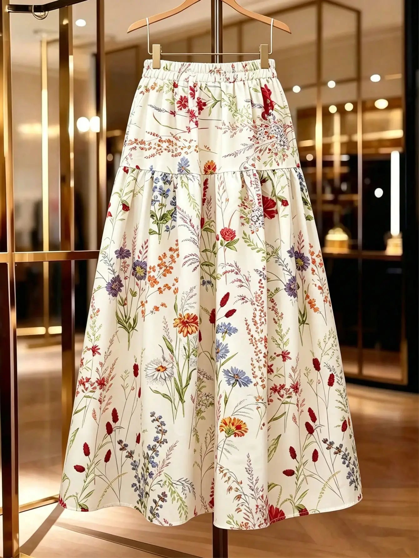 GlowEve Women's Summer Multi-Color Print Elastic Waist Patchwork Flared Long Skirt, EleBack To School, Teacher, Formal Occasions, Gifts, Dates, Street Photography, Summer Clothing, Summer Skirt, Summer Fashion Item, Niche Des