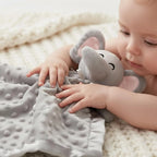 Elephant Security Blanket, Soft Lovey Unisex Lovie Baby Gifts for Boys and Girls Snuggle Toy Stuffed Animal Newborn Essentials and Items Grey 16 Inch