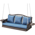 Durable 3-Person Porch Swing with 900lbs Capacity, Hanging Chains, Cushions, and Cup Holder