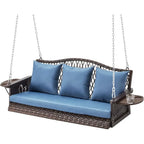 Durable 3-Person Porch Swing with 900lbs Capacity, Hanging Chains, Cushions, and Cup Holder