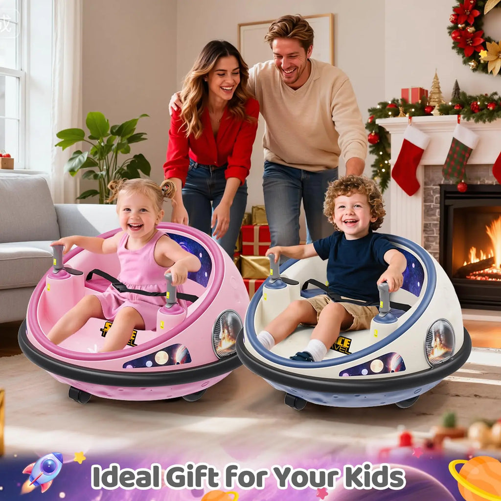 12V Kids Electric Bumper Car With Remote Control, 360° Spin, LED Light, Soft Bumpers, Rechargeable Ride-On Toy For Indoor Outdoor