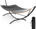 Outdoor Standing Patio Hammock with Foldable Stand in Dark Gray, Patent Pending
