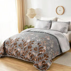 3 Pieces  Yellow Flower Quilt Set Twin Full Queen King Size, Paisley Patchwork Plaid Bedspread Bedding Sets  Coverlet Set.