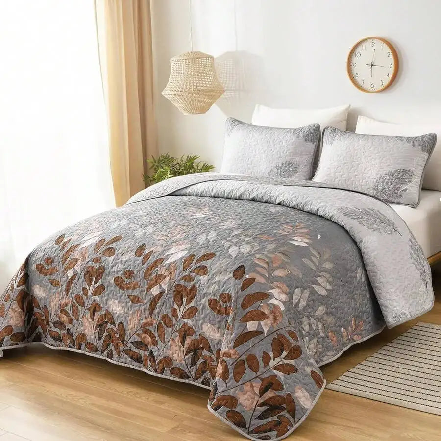 3 Pieces  Yellow Flower Quilt Set Twin Full Queen King Size, Paisley Patchwork Plaid Bedspread Bedding Sets  Coverlet Set.