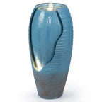32 Inch Tall Jar Water Fountain with LED Lights and Pump Vintage Ceramic-Look