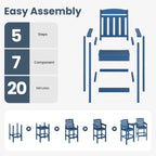 Farini Set of 2 Tall Adirondack Chairs, HDPE Bar Stools with Connecting Tray, All-Weather Patio Chair, Bar Height for Balcony