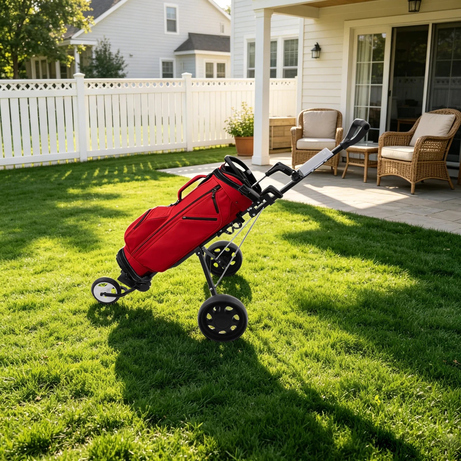 Golf Push Cart, Compact Golf Push Cart, Foldable 3 Wheel Golf Push Cart