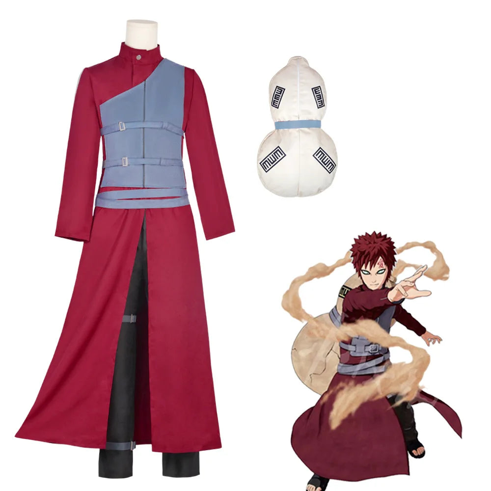Anime Ninja Gaara Role Playing Costume Sand Dress Red Role Playing Performance Costume New Style