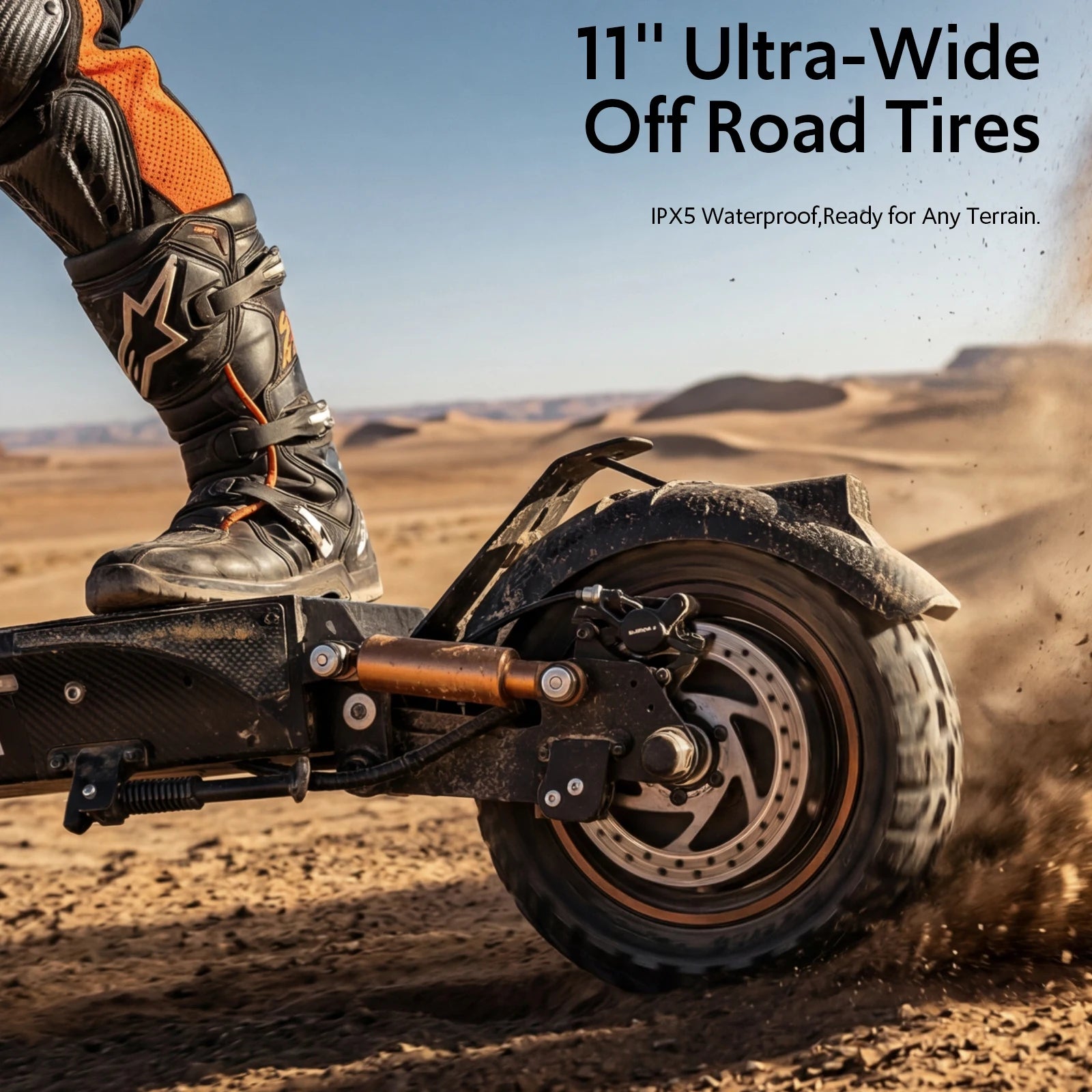 Off-Road Electric Scooter, 1200W Motor, 31 Miles Range, 31 MPH, 11' All-Terrain Tire Double Suspension Side Light Disc Brakes for Adults