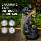 Bear Outdoor Water Fountain with LED Lights Cascading Fountains Outdoor for Patio Yard Balcony 23.62'' Garden Fountains Outdoor and Outdoor Water Fountain Decor   WL RR