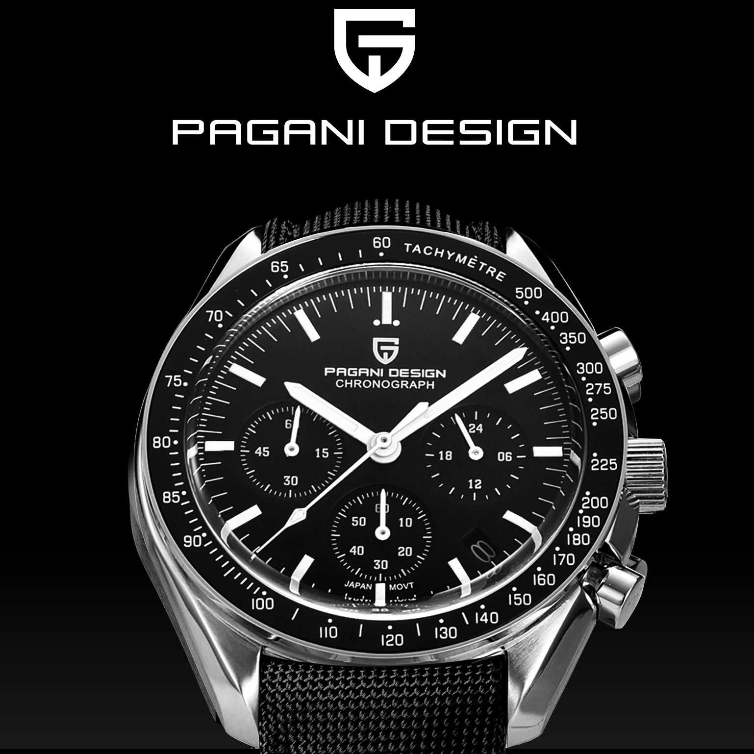 PAGANI DESIGN 1701 Moon Watches 2026 New Woven Strap Luxury Quartz Watch For Men Speed Chronograph AR Sapphire Mirror Wristwatch
