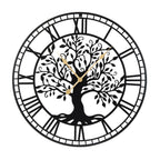 Large Wall Clock, 27” Tree of Life Big Metal Clock, Non-Ticking Decorative Clock