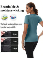 Women's 4Pcs Crew Neck Short Sleeve Tees Set: Tight Fit Casual Workout Tops for Summer & Autumn, Multi-Color