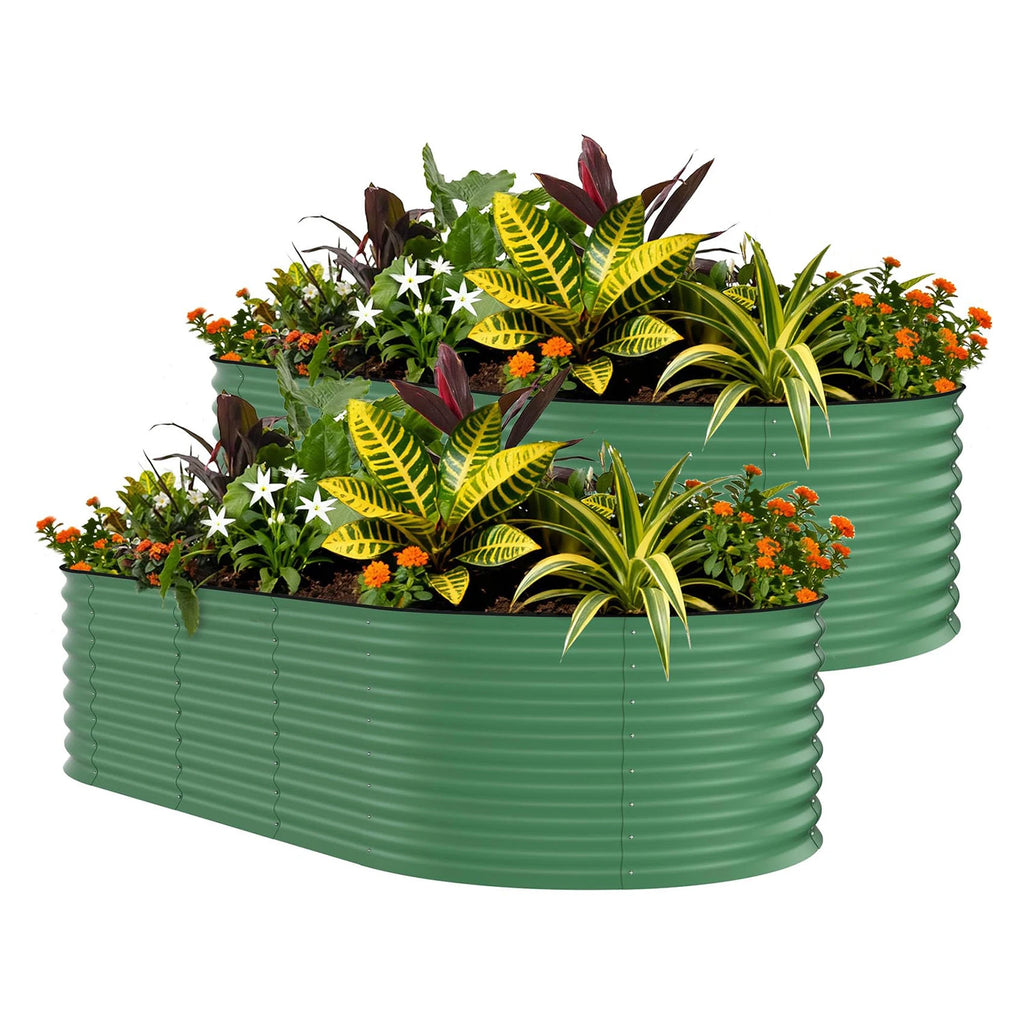 2 Pack 8x4x2FT Galvanized Raised Garden Beds, Rustproof Metal Planter Boxes Open Bottom For Vegetables Flowers Herbs Outdoor Garden