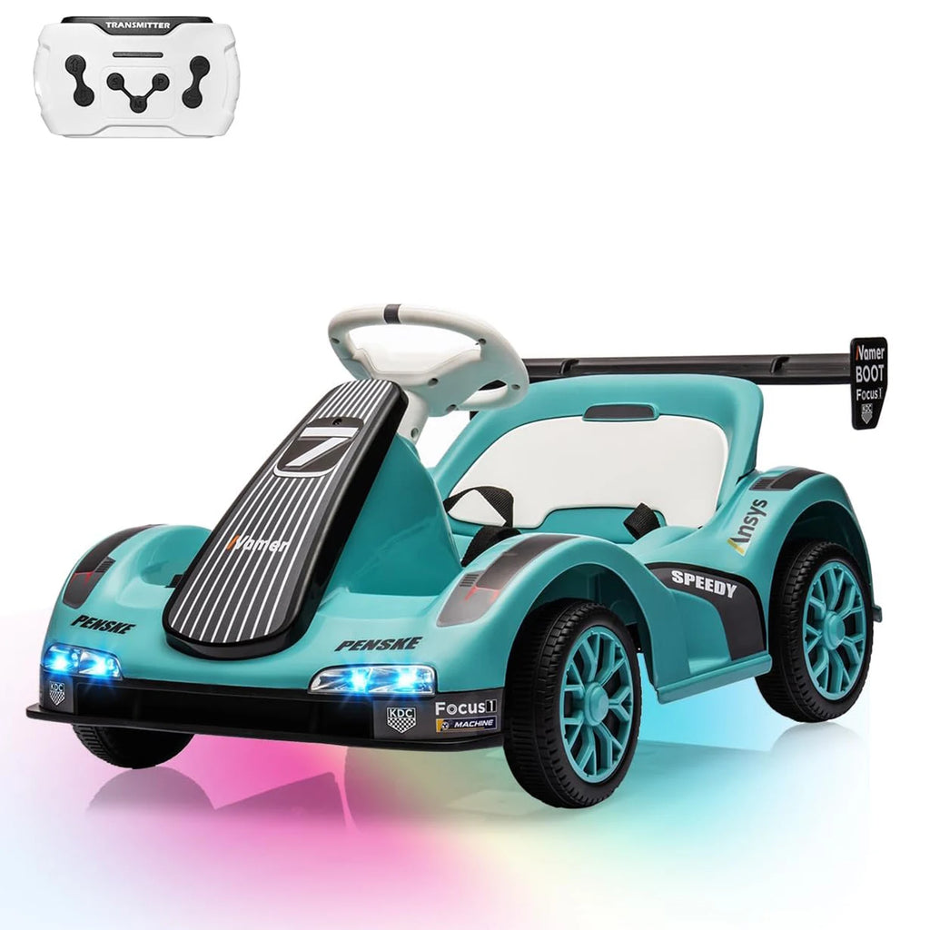 Kids Go Kart, Electric Ride On Drift Kart with Dual Motors,LED Lights, Safety Belt,Battery Powered Outdoor Ride On Racing Toy