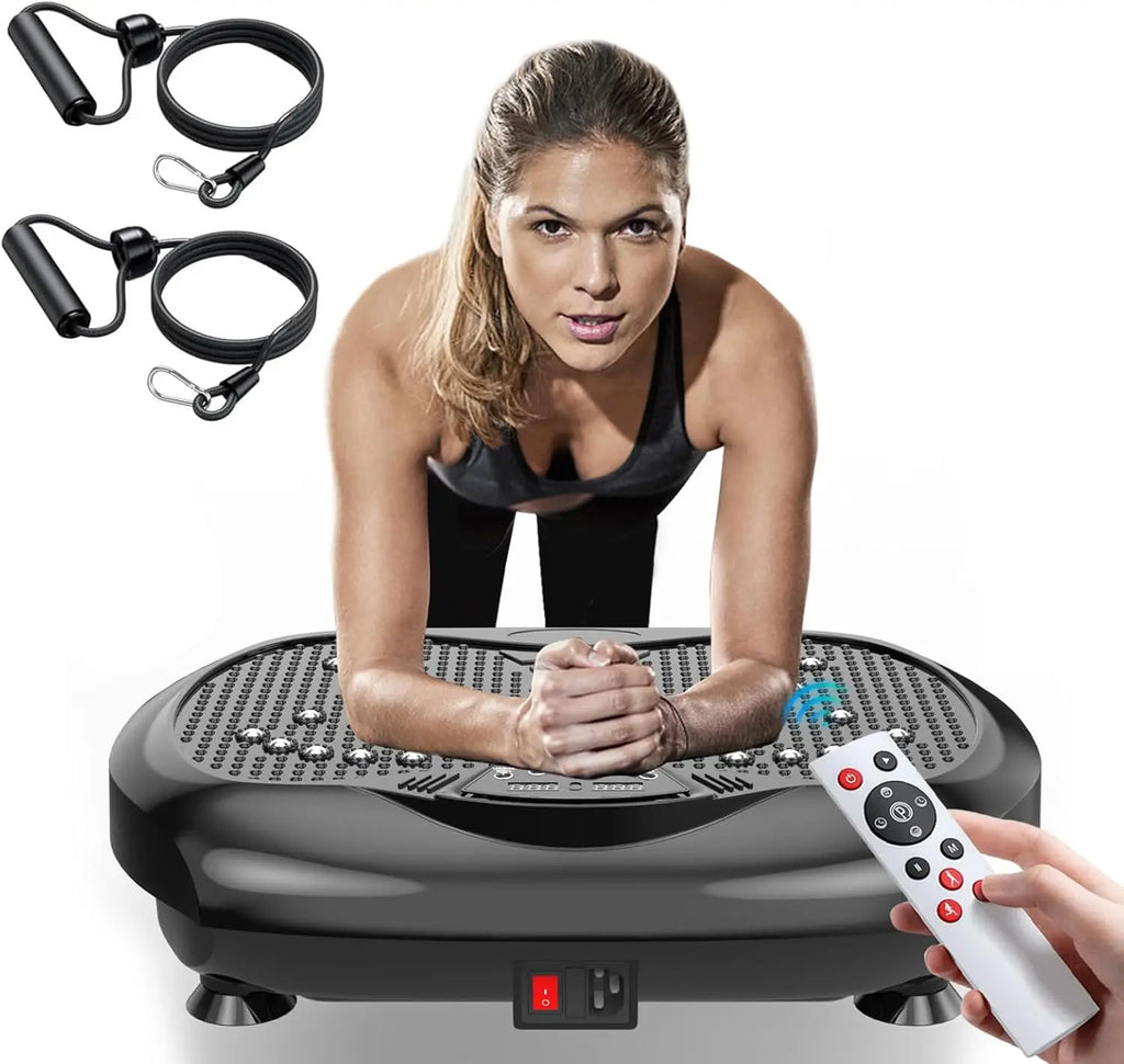 Home Exercise Vibration Plate, Steel Material, Gray Color, for Lymphatic Drainage & Weight Loss, with Resistance Bands & Remote