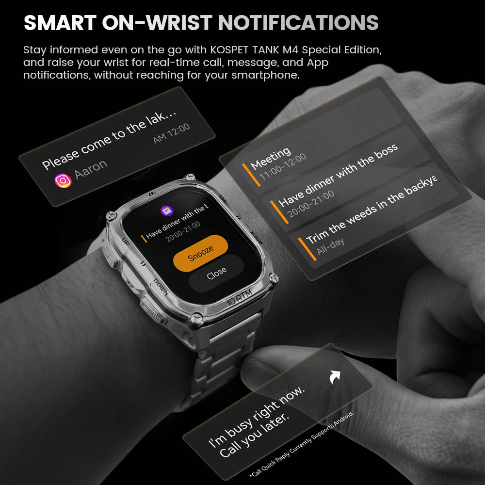 KOSPET Tank M4 Special Edition Men's Smartwatch 1.96 Inch AMOLED 10ATM Waterproof Freediving Offline Maps GPS 2 Wristbands