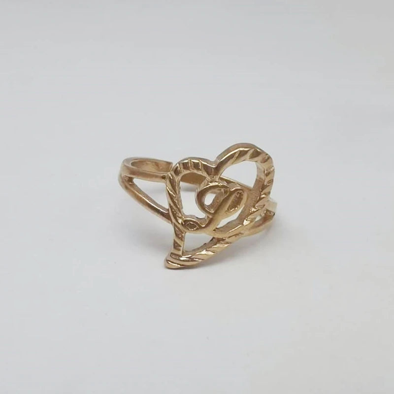 Duoying Custom Initial Rings Personality Hip-Hop Ring Heart Rings Letter Ring Heart Shape Gifts For Mom Gift