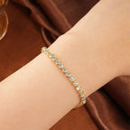 OXTAO Bezel Set Moissanite Tennis Bracelet 14K Gold Filled D Color VVS1 Round Cut Imitation Diamond Bracelet Gifts for Women