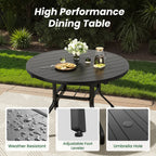 Farini 7-Piece Outdoor Dining Set for 6, Round Patio Table with 6 Chairs, Garden Furniture for Backyard, Deck