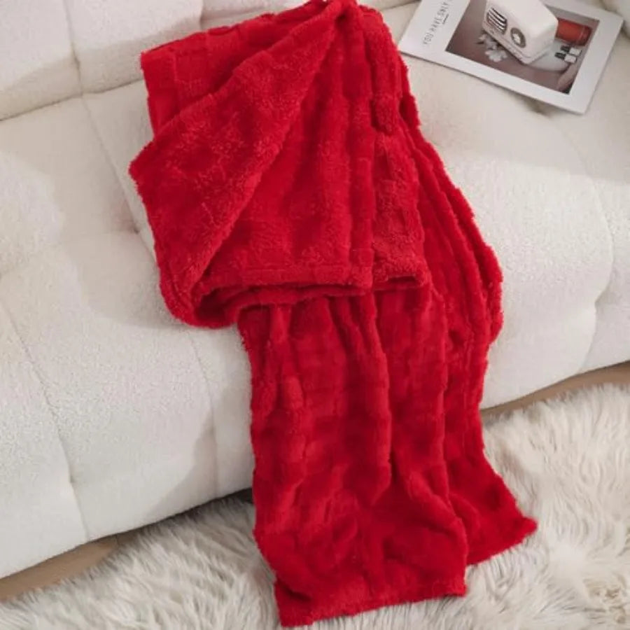 Fleece Throw Blanket 50"×60" for Couch Sofa Bed, Super Soft Cozy Plush Microfiber Flannel Blanket with 3D Checke Design Lightwe